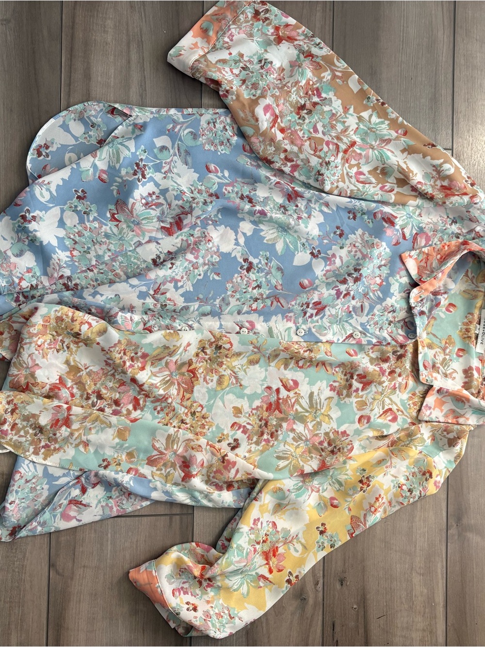 Rose & Olive Floral Multicolor Button-Up Blouse